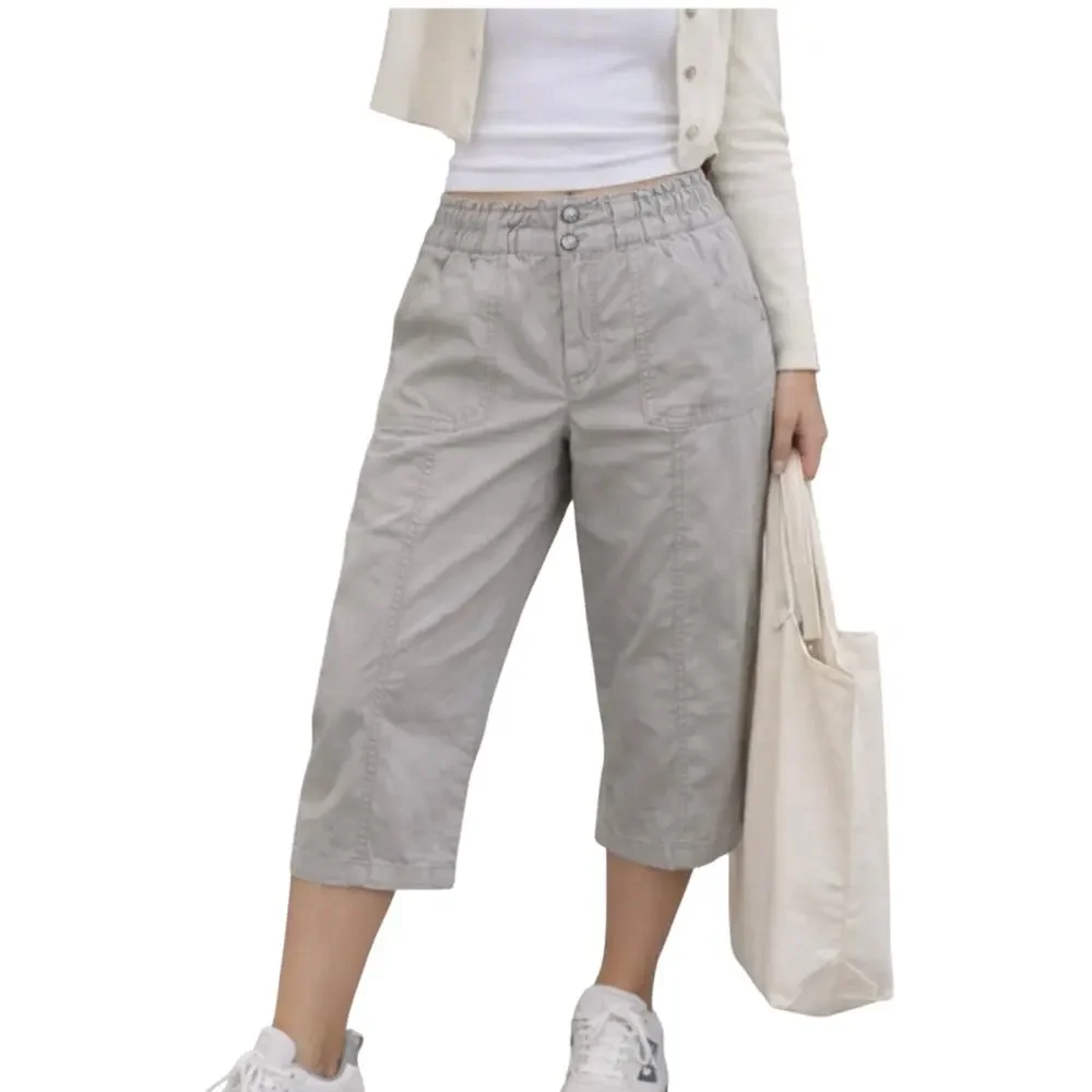 Gray Cargo Capri Pants 14 Coastal Travel Utility Chic Casual - Picture 1 of 9
